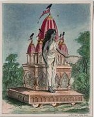 A painting of a person standing on a pedestal Description automatically generated